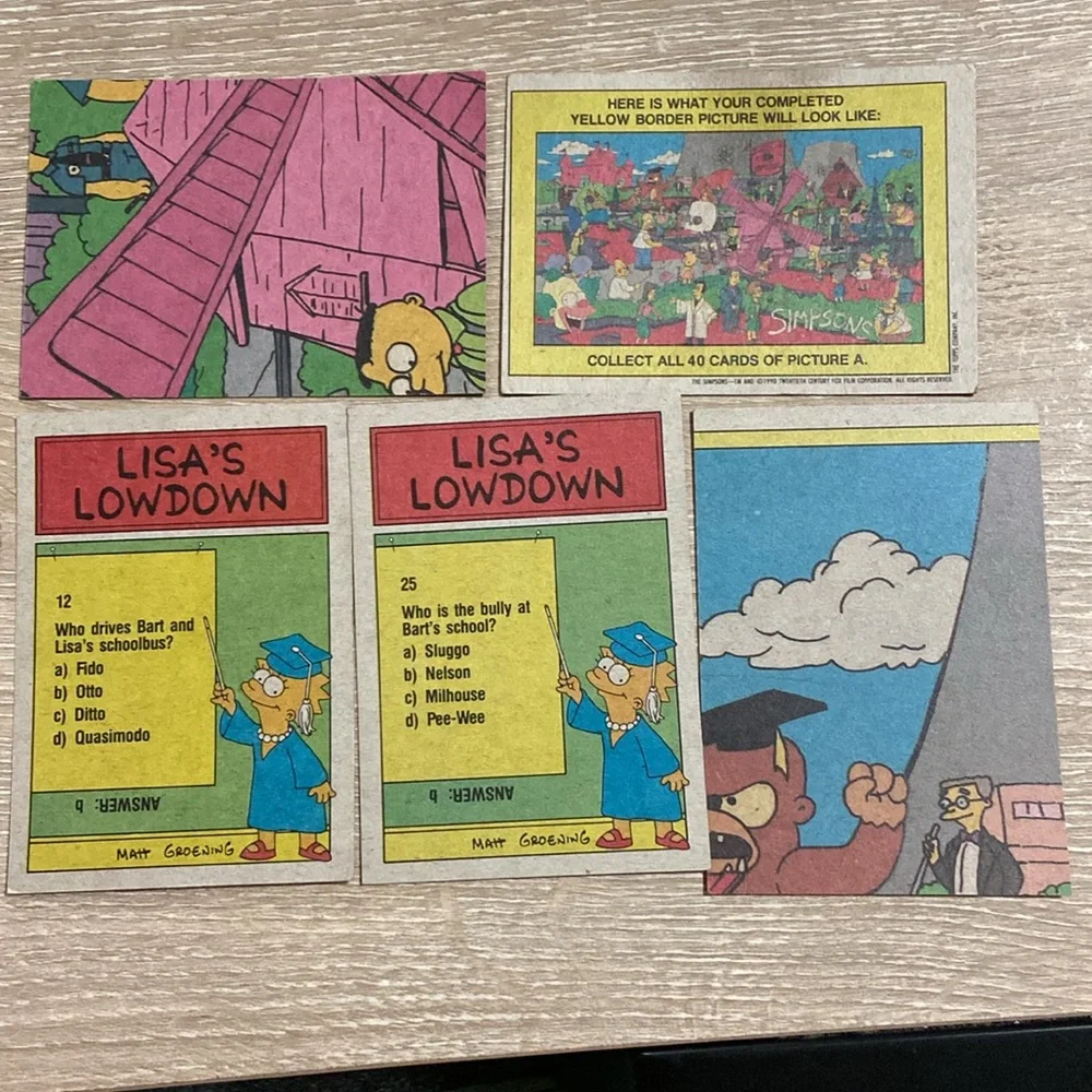 1990 Topps The Simpsons Cards Set of 5 - Picture 7 of 7